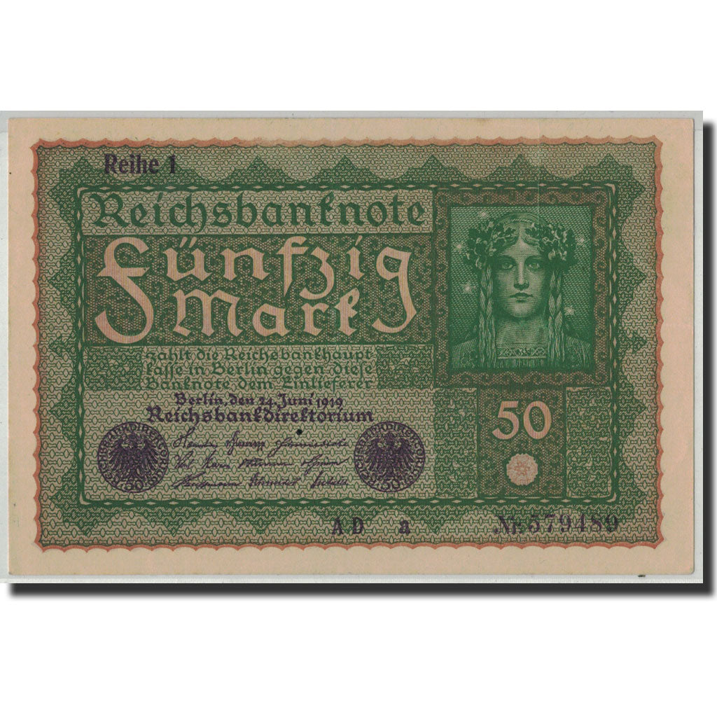 Banknote, Germany, 50 Mark, 1919, 1919-06-24, KM:66, AU(50-53)