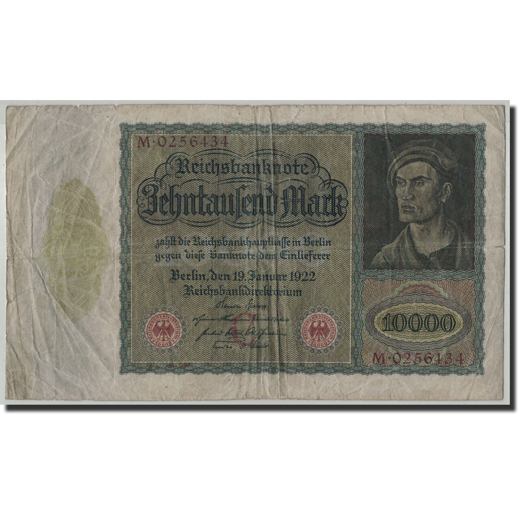 Billete, 10,000 Mark, 1922, Alemania, KM:70, 1922-01-19, RC