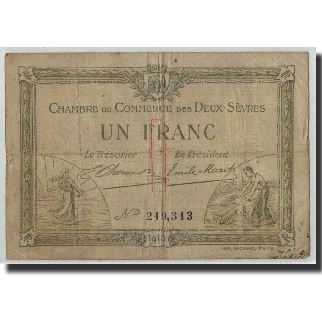France, Niort, 1 Franc, 1915, TB, Pirot:93-3