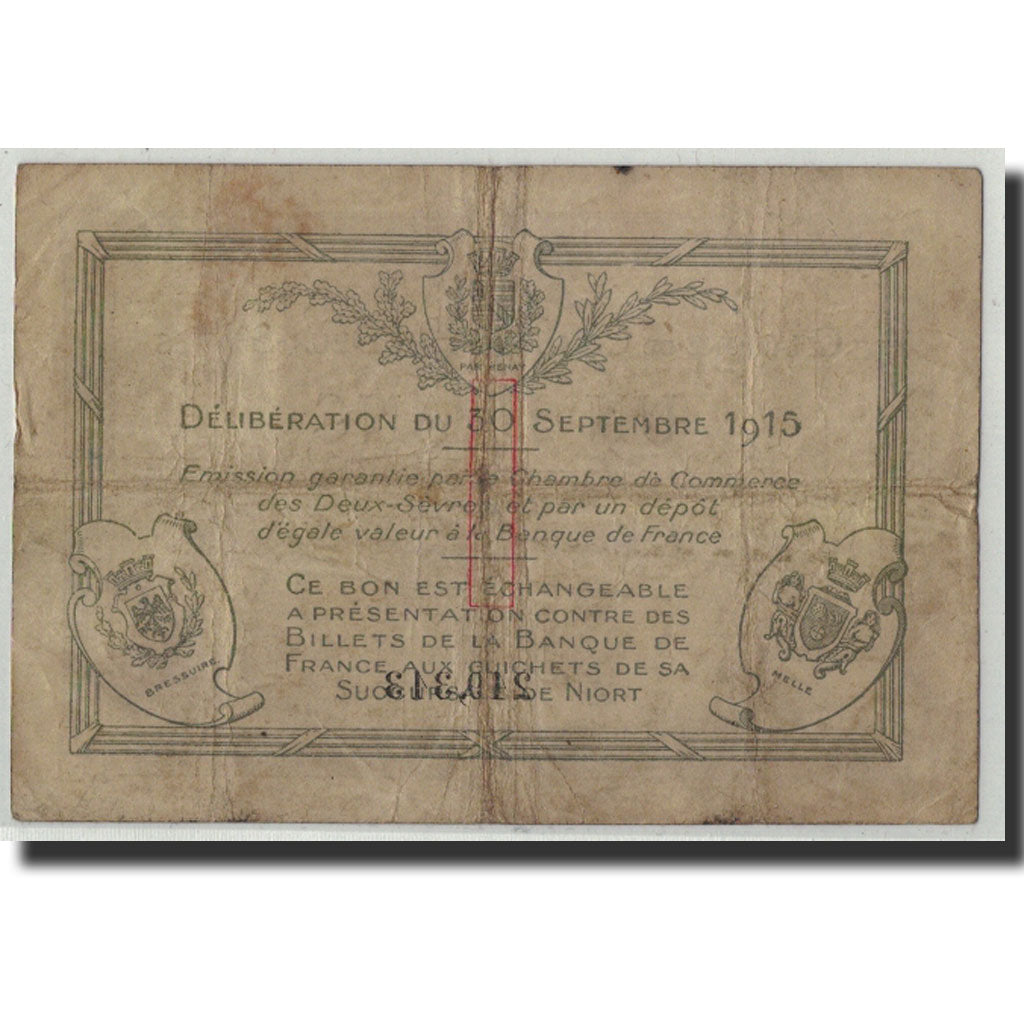 France, Niort, 1 Franc, 1915, TB, Pirot:93-3