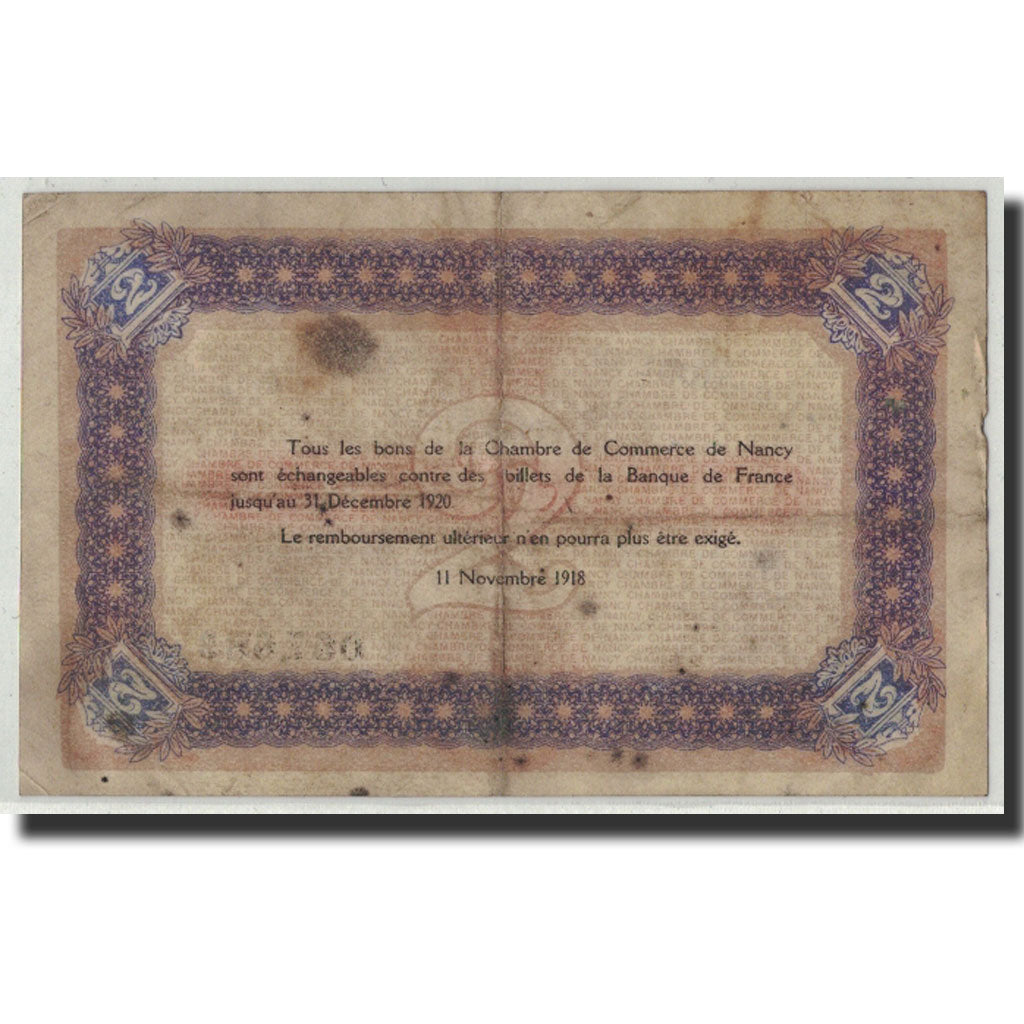 France, Nancy, 2 Francs, 1918, B+, Pirot:87-25