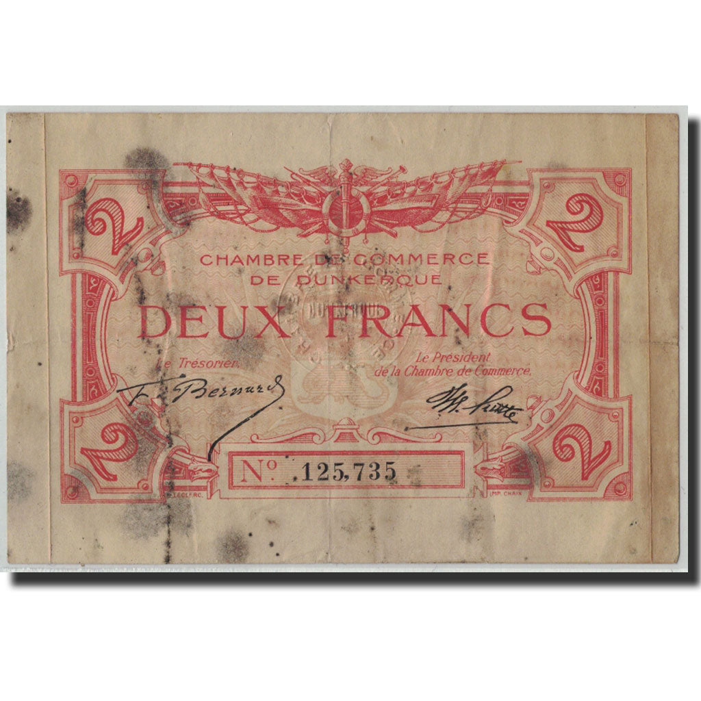 Pirot:54-9, MB, Dunkerque, 2 Francs, Undated, Francia