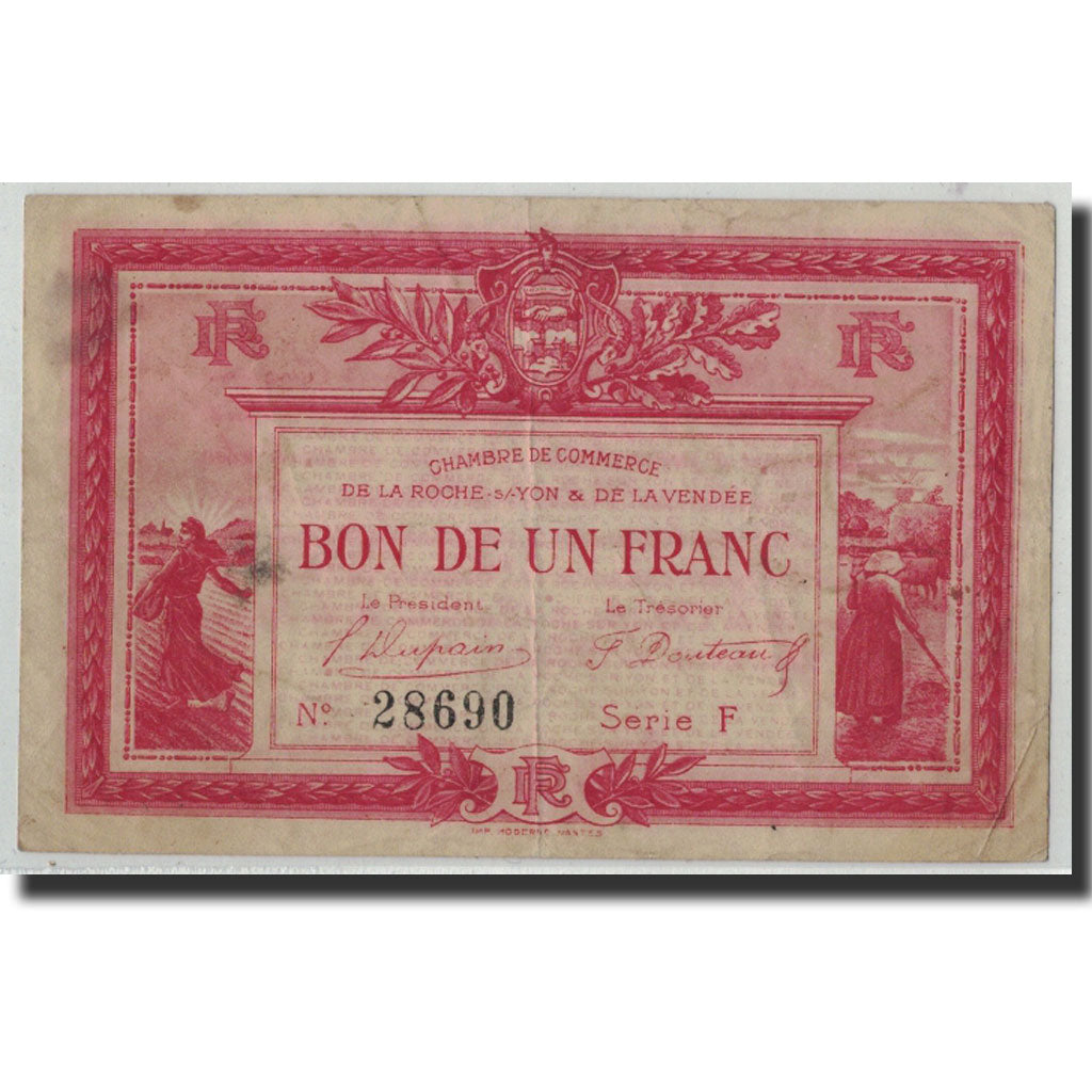 France, La Roche-sur-Yon, 1 Franc, 1915, TTB, Pirot:65-21