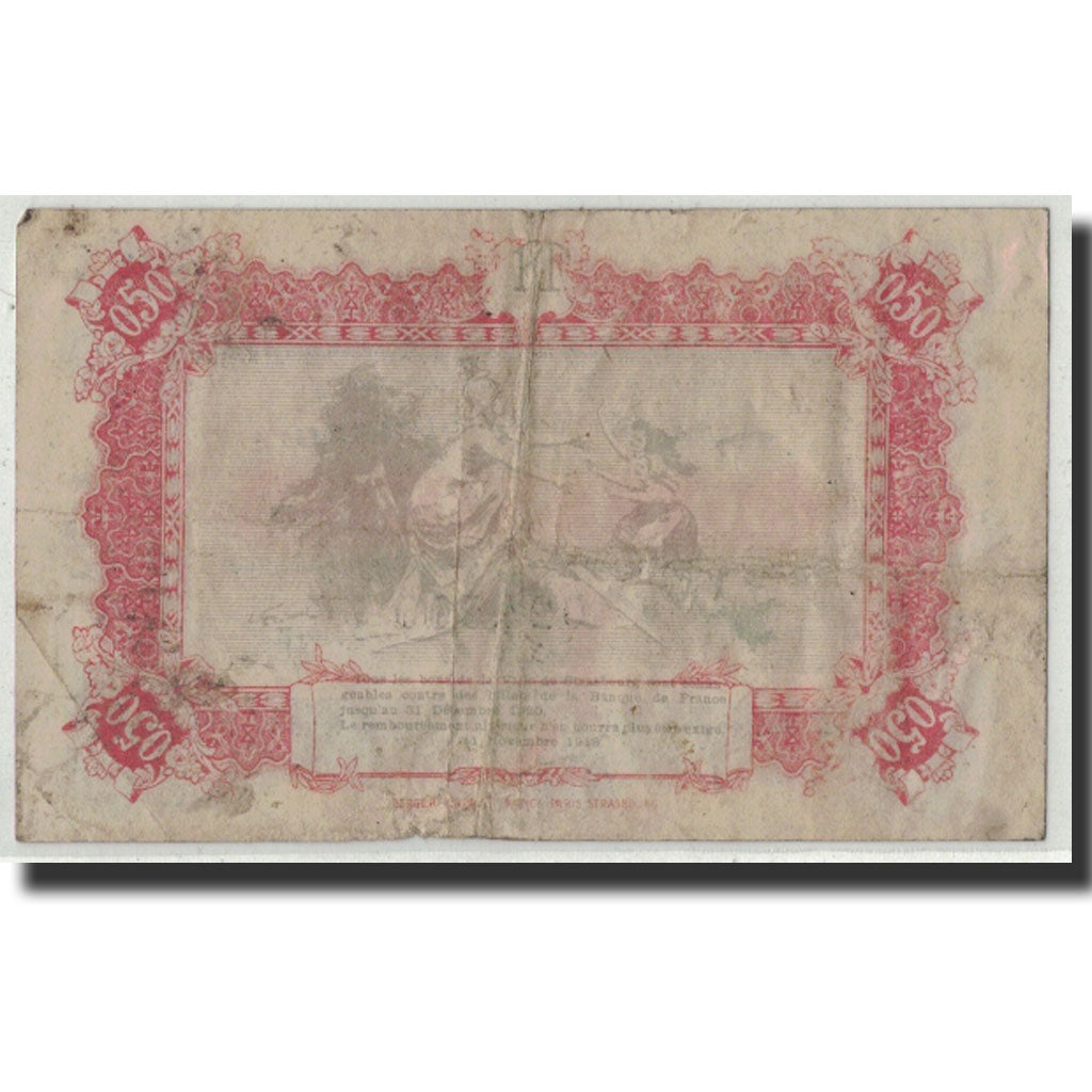 Pirot:133-1, 50 Centimes, 1918, France, VF(20-25), Strasbourg