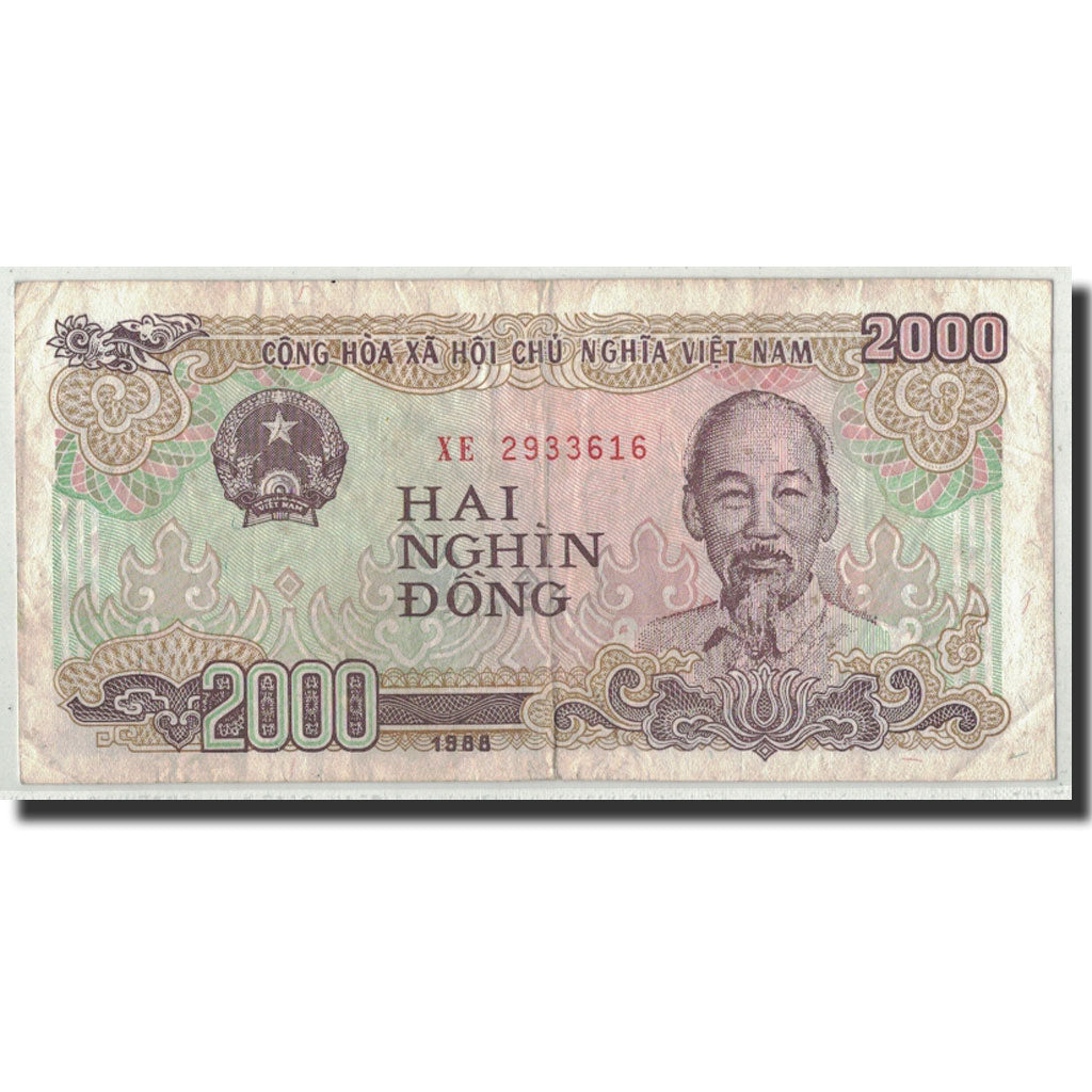 Banknot, Wietnam, 2000 D<ox>ng, 1988, KM:107b, VF(20-25)