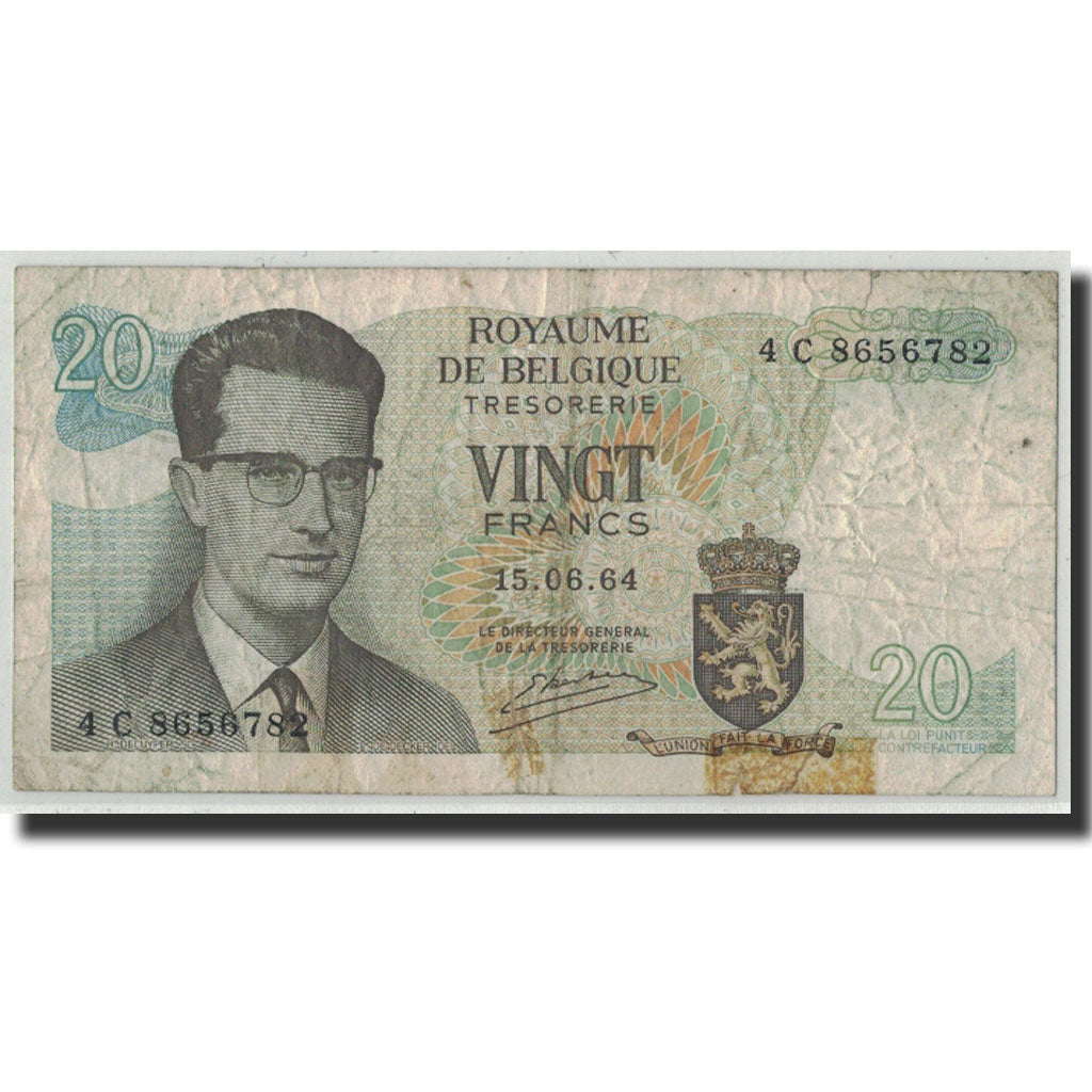 Banknote, Belgium, 20 Francs, 1964, 1964-06-15, KM:138, VG(8-10)