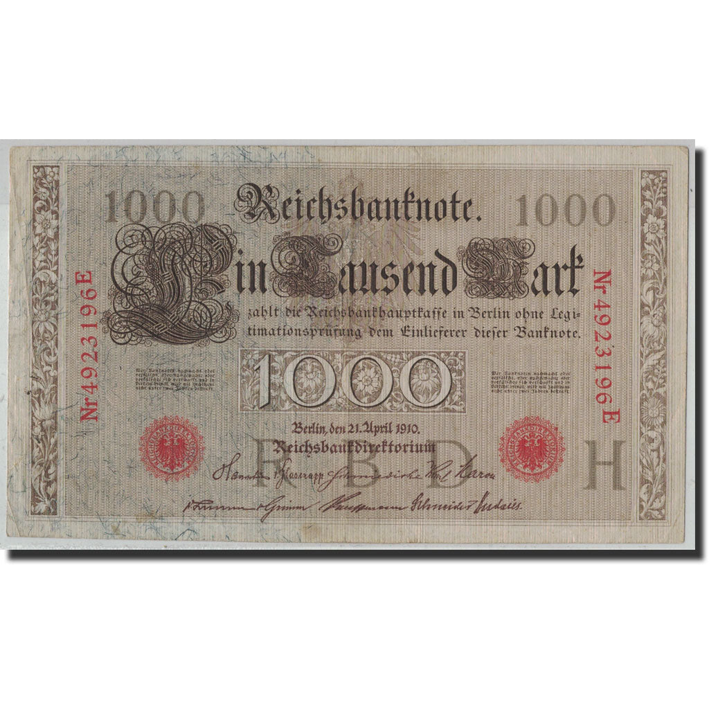 Billete, 1000 Mark, 1910, Alemania, KM:44b, 1910-04-21, MBC