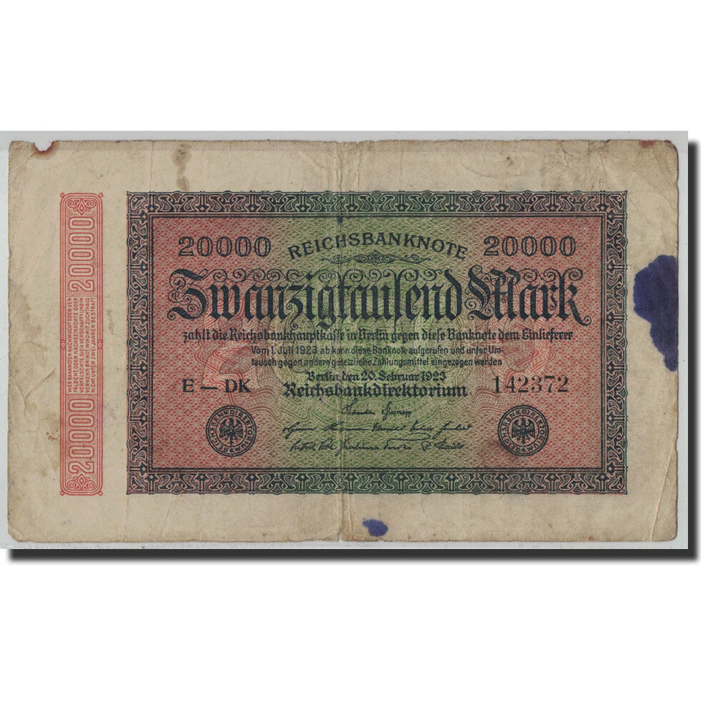 Banknote, Germany, 20,000 Mark, 1923, 1923-02-20, KM:85a, VG(8-10)