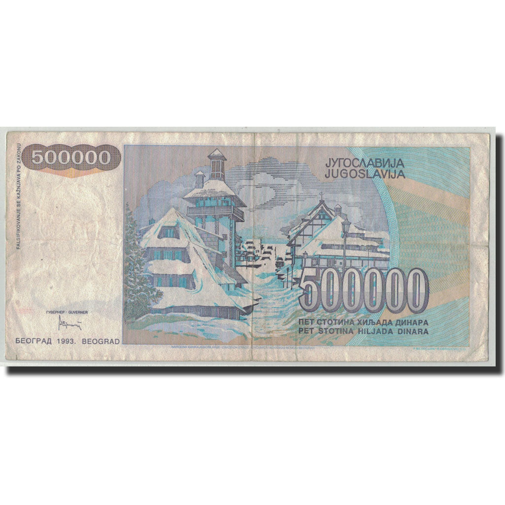 Banconote, Iugoslavia, 500,000 Dinara, 1993, KM:119, MB