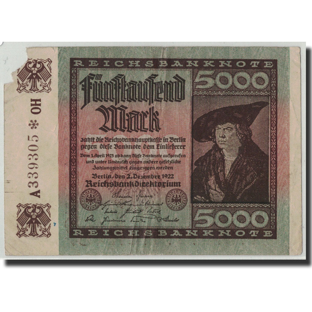 Geldschein, Deutschland, 5000 Mark, 1922, 1922-12-02, KM:81e, S