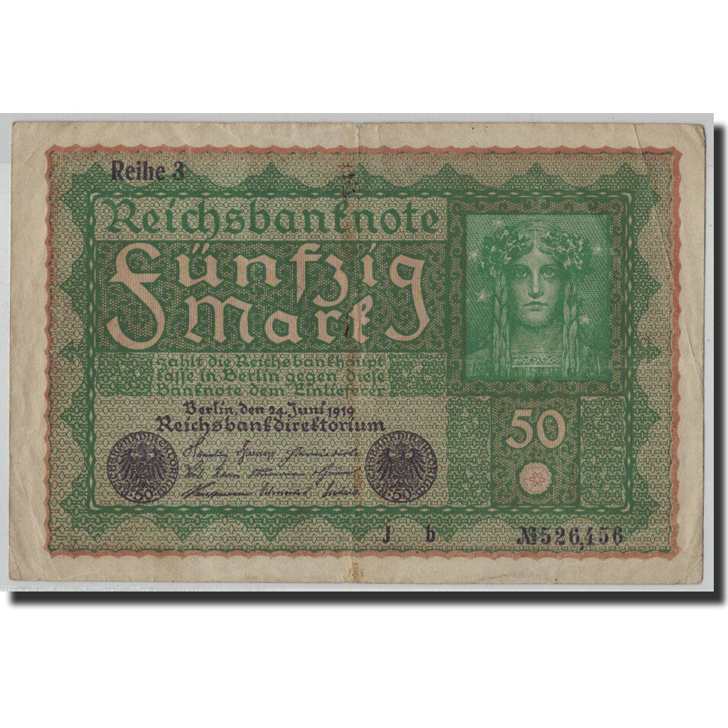 Banknot, Niemcy, 50 Mark, 1919, 1919-06-24, KM:66, VF(20-25)