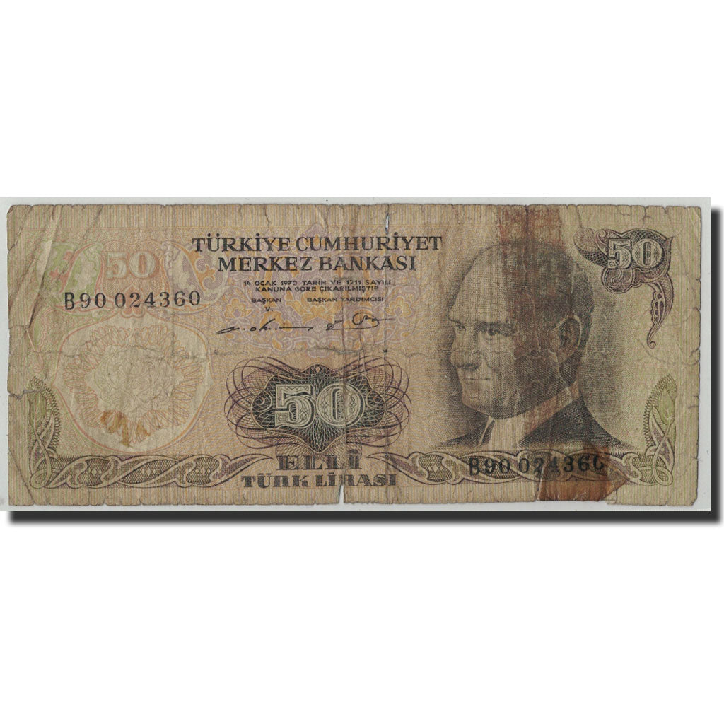 Billet, Turquie, 50 Lira, 1970, 1970-01-14, KM:188, AB+