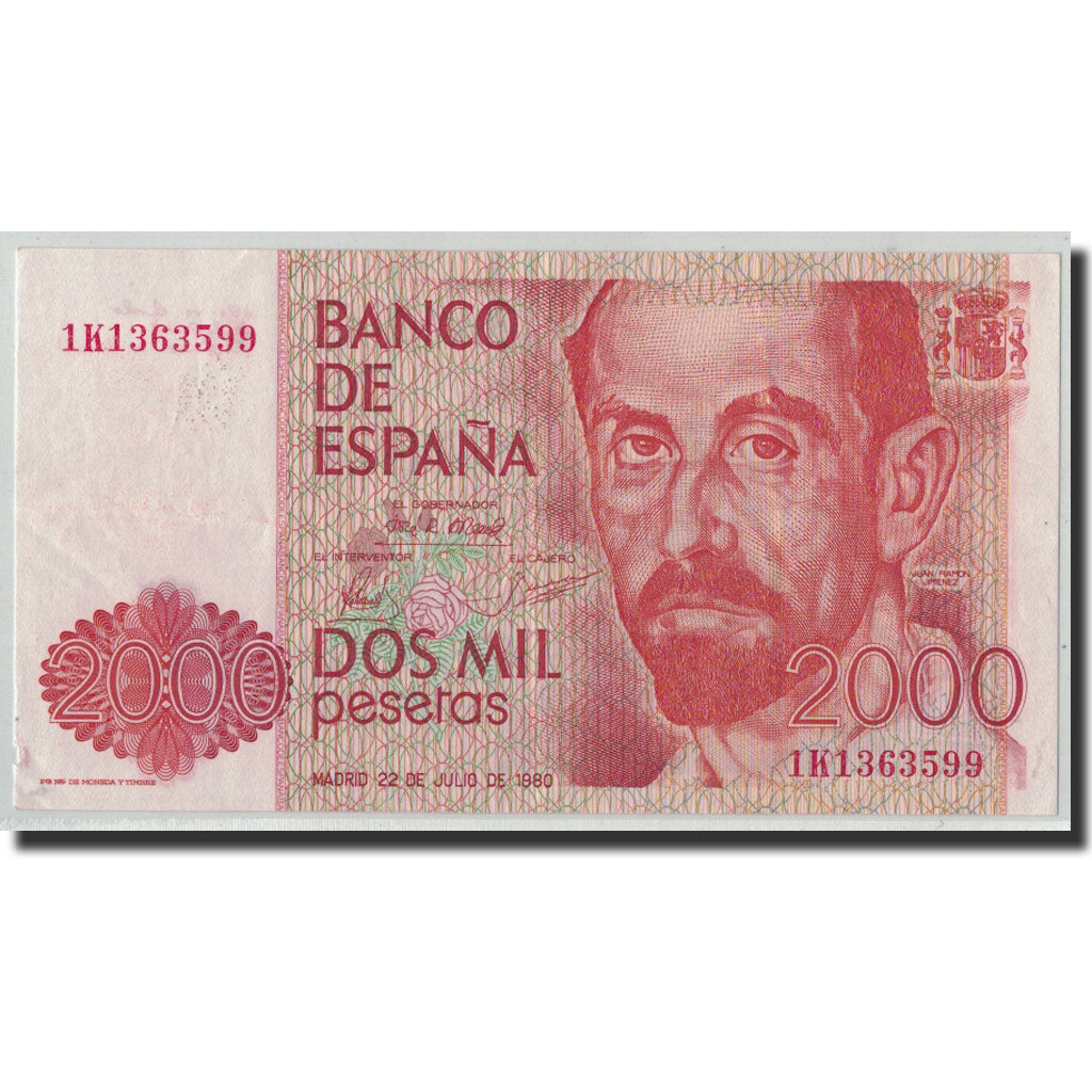 Banknote, Spain, 2000 Pesetas, 1980, 1980-07-22, KM:159, AU(50-53)