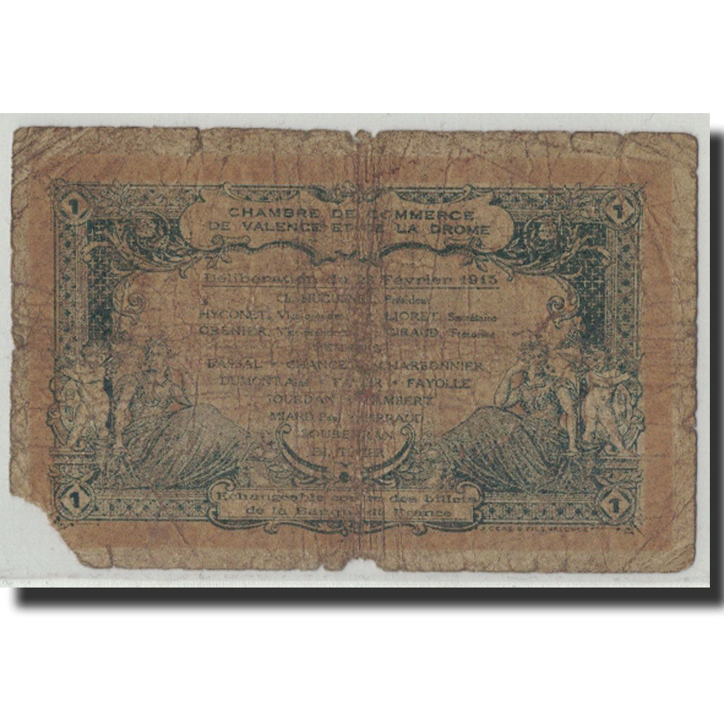 Francja, Valence, 1 Franc, 1915, G(4-6), Pirot:127-3