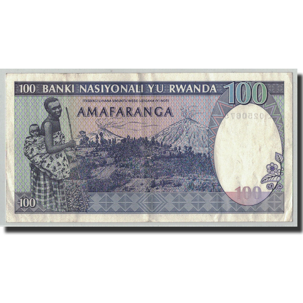 Biljet, Rwanda, 100 Francs, 1989, 1989-04-24, KM:19, TTB