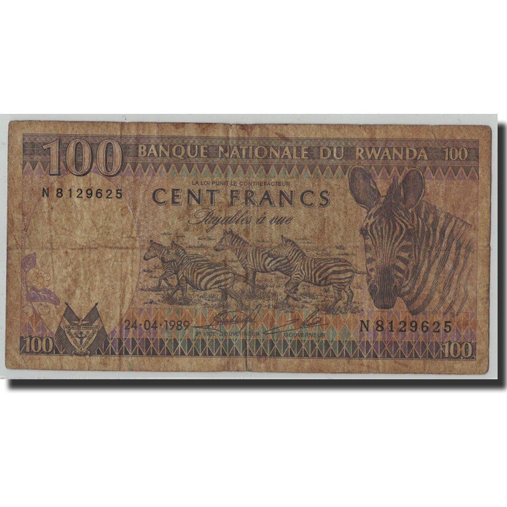 Billet, Rwanda, 100 Francs, 1989, 1989-04-24, KM:19, B