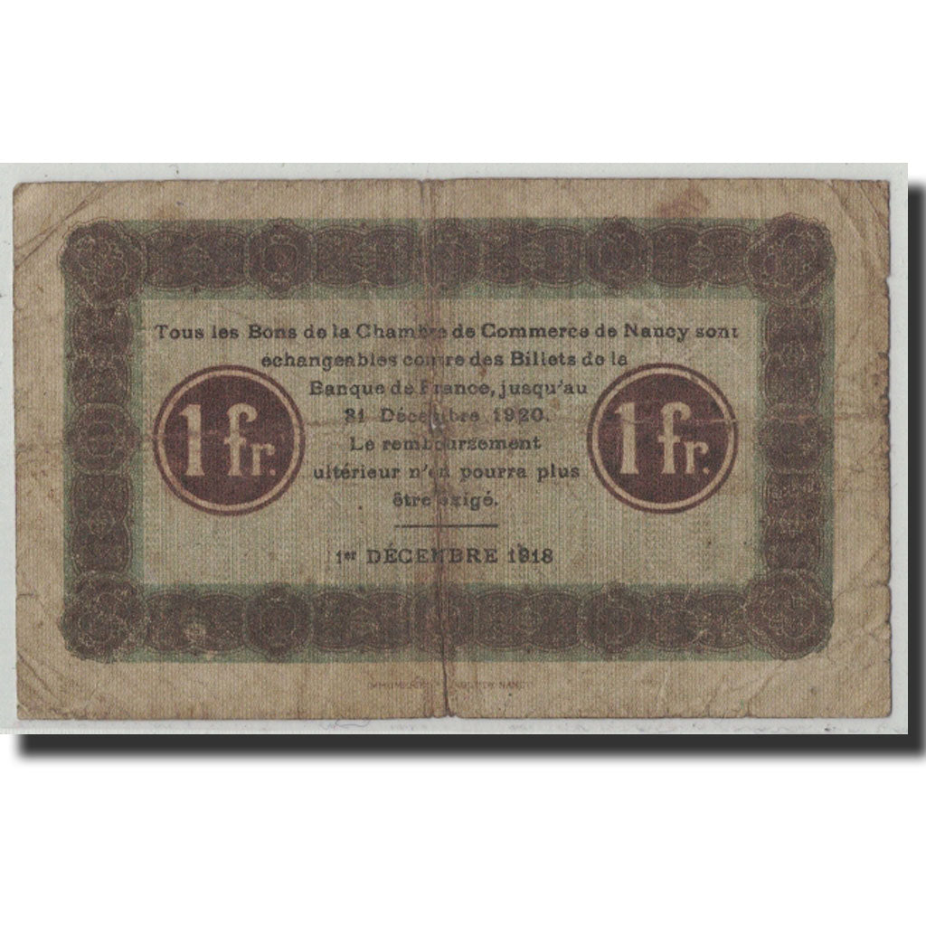 France, Nancy, 1 Franc, 1918, B+, Pirot:87-30