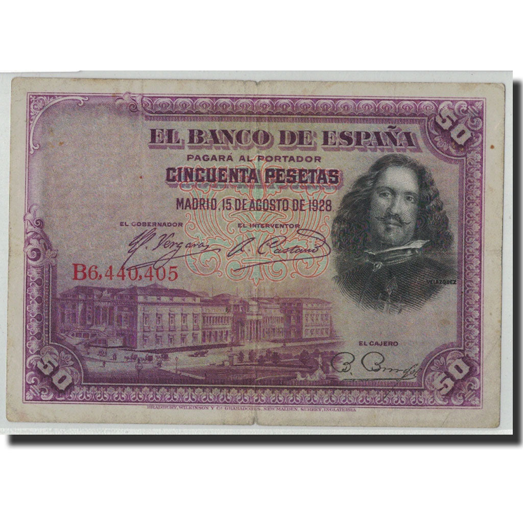 Banknote, Spain, 50 Pesetas, 1928, 1928-08-15, KM:75b, F(12-15)