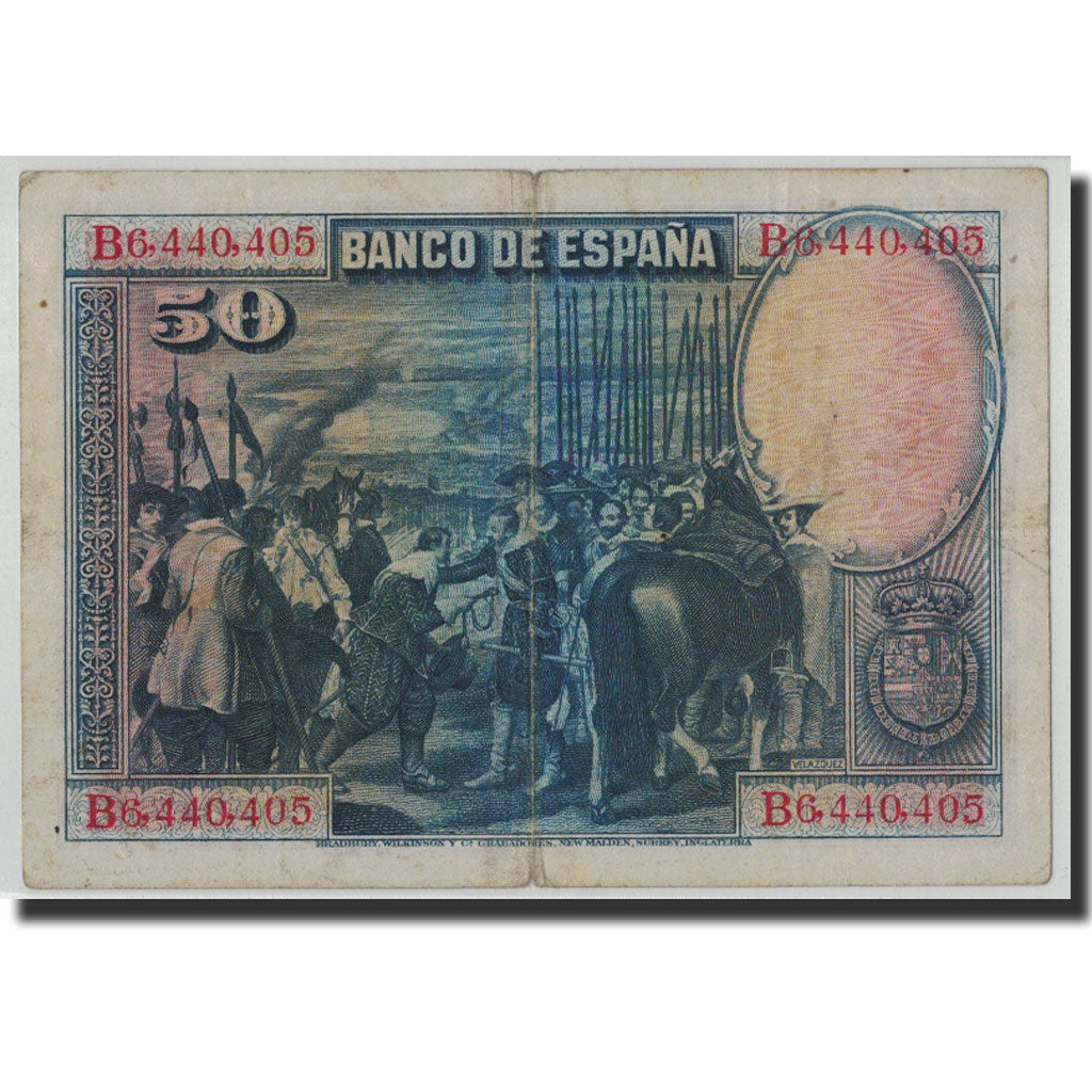 Banknote, Spain, 50 Pesetas, 1928, 1928-08-15, KM:75b, F(12-15)