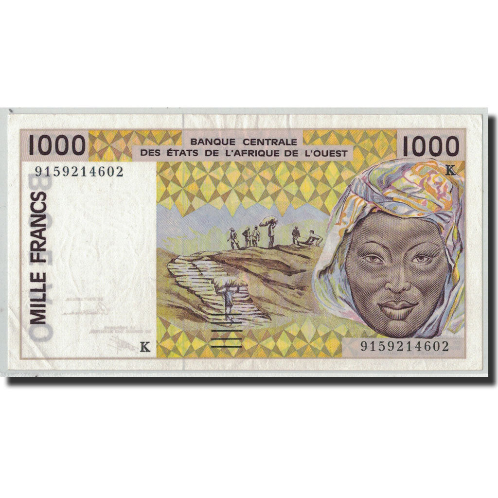 Geldschein, West African States, 1000 Francs, 1990, KM:707Kg, VZ