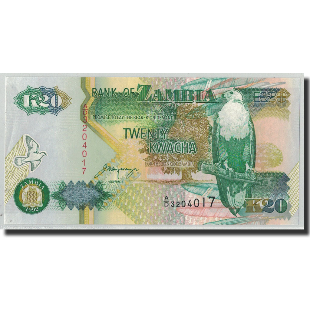 Banknote, Zambia, 20 Kwacha, 1992, KM:36b, UNC(63)