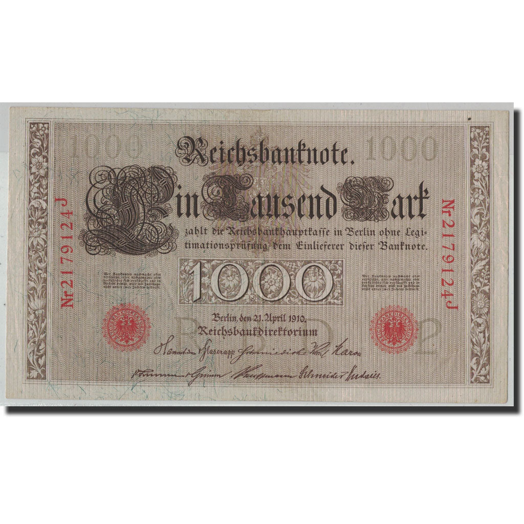 Billete, 1000 Mark, 1910, Alemania, 1910-04-21, KM:44b, MBC