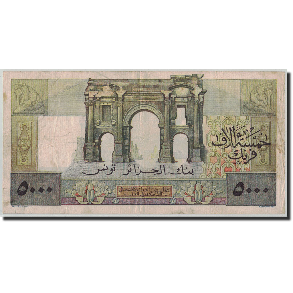 Biljet, Tunisië, 5000 Francs, 1949, 1949-10-18, KM:27, TB+