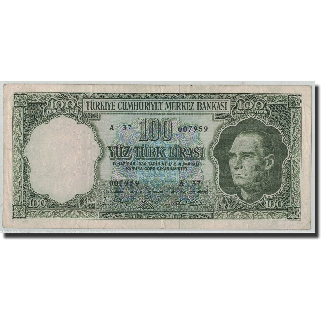 Banknote, Turkey, 100 Lira, L.1930, 1964.10.01, KM:177a, VF(20-25)
