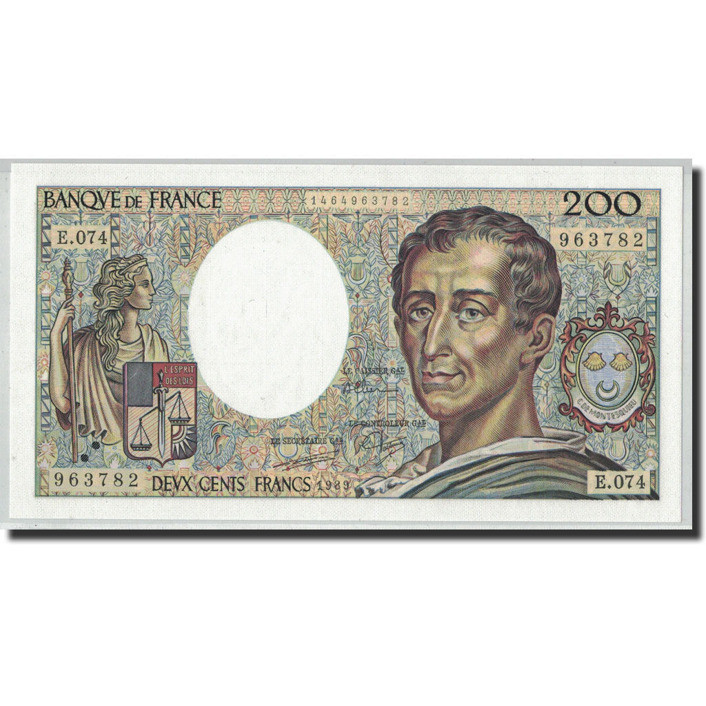 Francja, 200 Francs, Montesquieu, 1989, UNC(65-70), Fayette:70.9, KM:155c