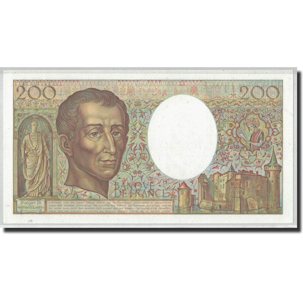 Francja, 200 Francs, Montesquieu, 1989, UNC(65-70), Fayette:70.9, KM:155c