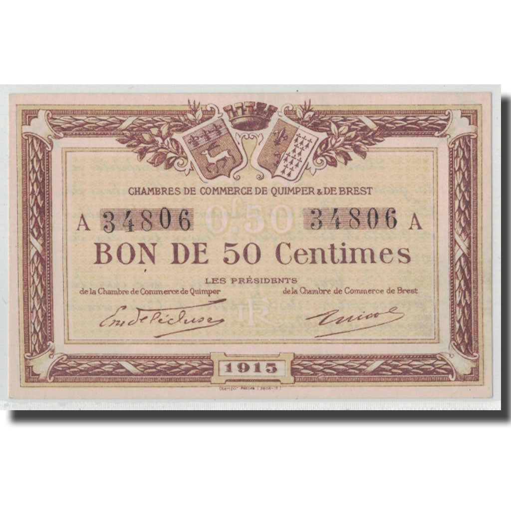 Frankreich, Quimper et Brest, 50 Centimes, 1915, UNZ-, Pirot:104-1