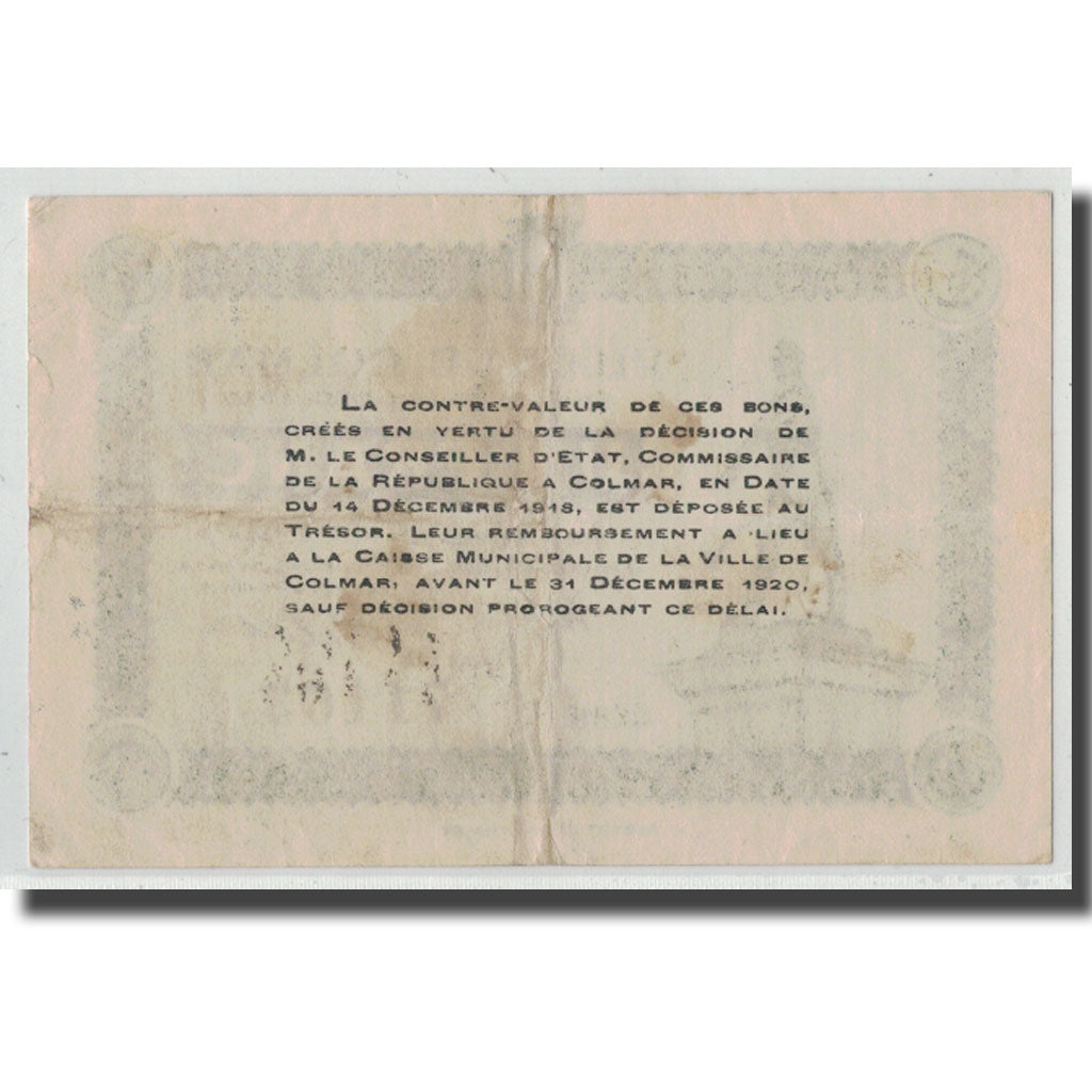 France, Colmar, 1 Franc, 1918, EF(40-45), Pirot:68-69