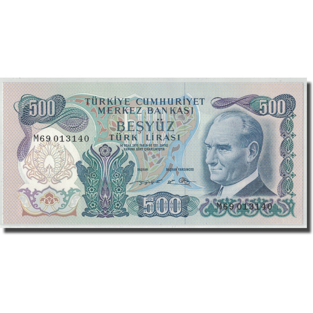 Banknote, Turkey, 500 Lira, L.1970, 1970-01-26, KM:190, UNC(65-70)