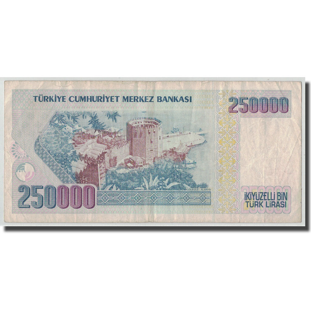 Banknote, Turkey, 250,000 Lira, L.1970 (1992), 1970-01-26, KM:207, VF(20-25)
