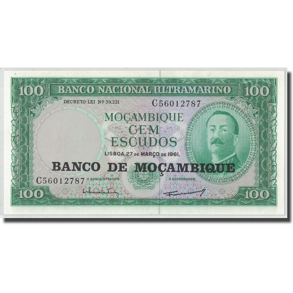 Banknot, Mozambik, 100 Escudos, Undated, 1961-03-27, KM:117a, UNC(65-70)
