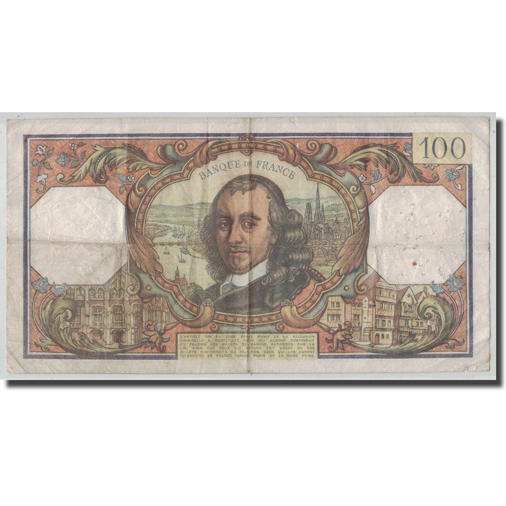 France, 100 Francs Corneille, 1971-02-04,VF(20-25), Fayette:65.35, KM:149c