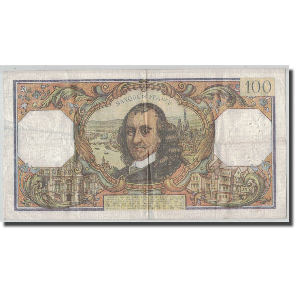 France, 100 Francs Corneille, 1969-11-06, VF(30-35), Fayette:65.28, KM:149c