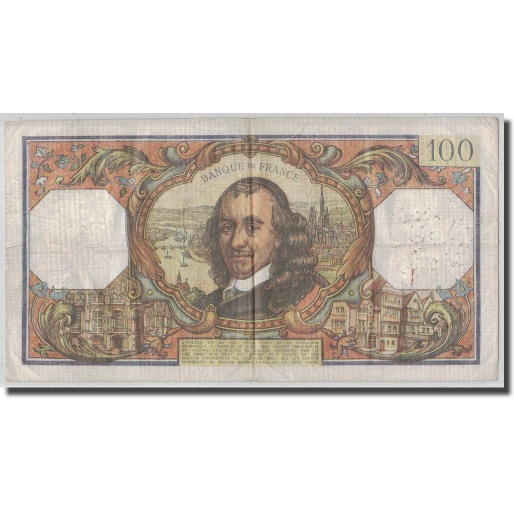 France, 100 Francs Corneille, 1969-06-05, VF(20-25), Fayette:65.27, KM:149c