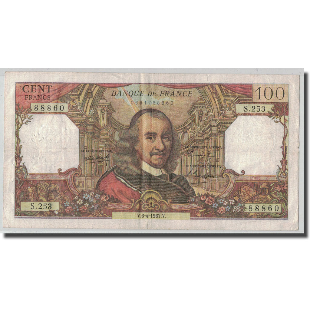 France, 100 Francs Corneille, 1967-04-06, TB, Fayette:65.17, KM:149b