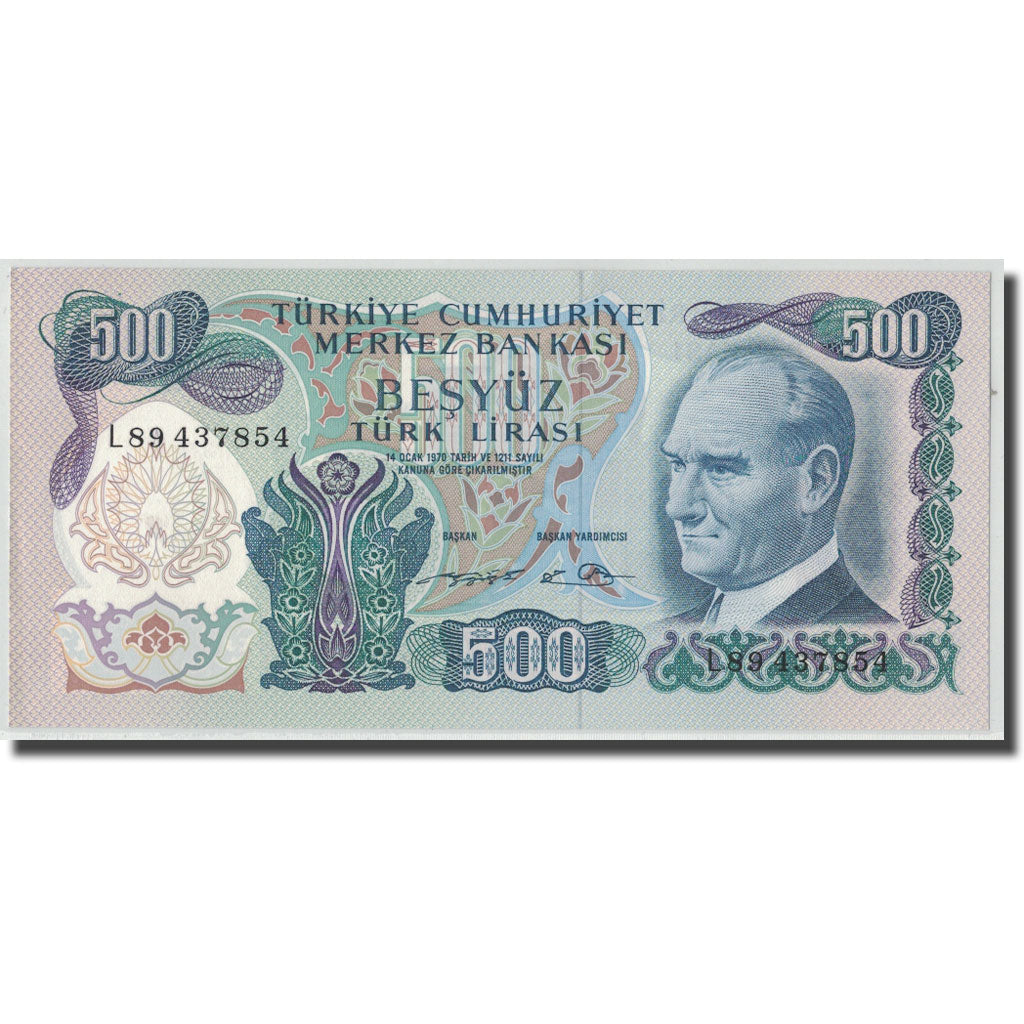 Banknote, Turkey, 500 Lira, L.1970, 1970-01-14, KM:190, UNC(63)