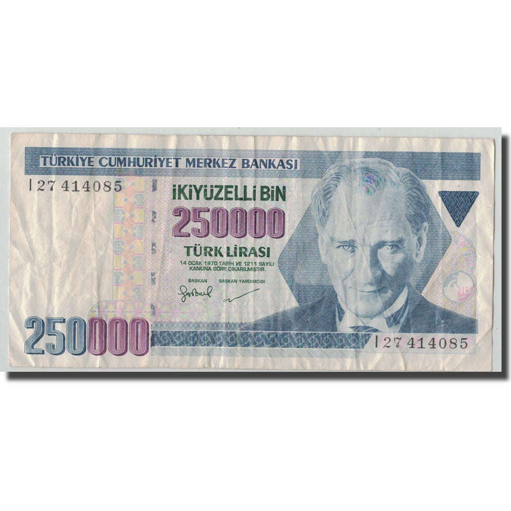 Banknot, Turcja, 250,000 Lira, L.1970, 1970-01-14, KM:211, F(12-15)