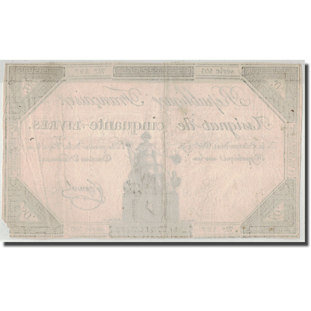 France, 50 Livres, 1792, Fiquenel, 1792-12-14, VF(30-35), KM:A72, Lafaurie:164