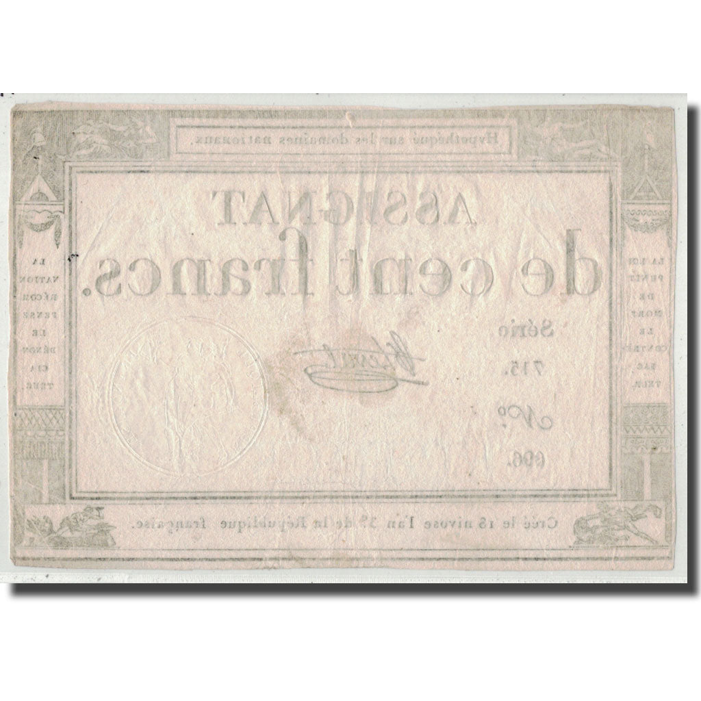 Francia, 100 Francs, 1795, Leval, 1795-01-07, BB, KM:A78, Lafaurie:173