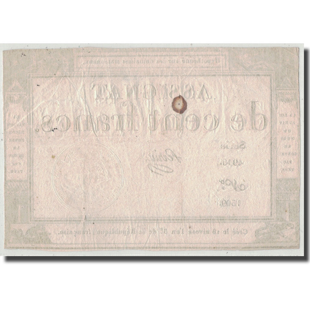 France, 100 Francs, 1795, Perrin, 7.1.1795, VF(30-35), KM:A78, Lafaurie:173