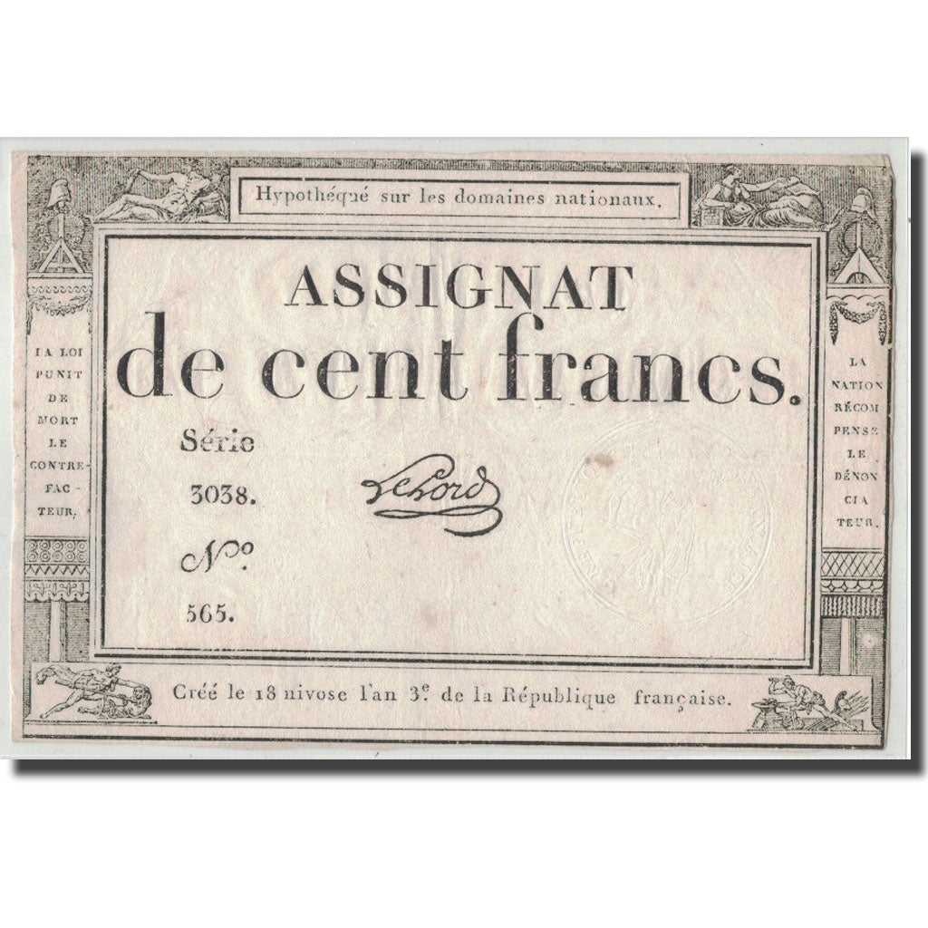 France, 100 Francs, 1795, Lehord, 7.1.1795, VF(30-35), KM:A78, Lafaurie:173