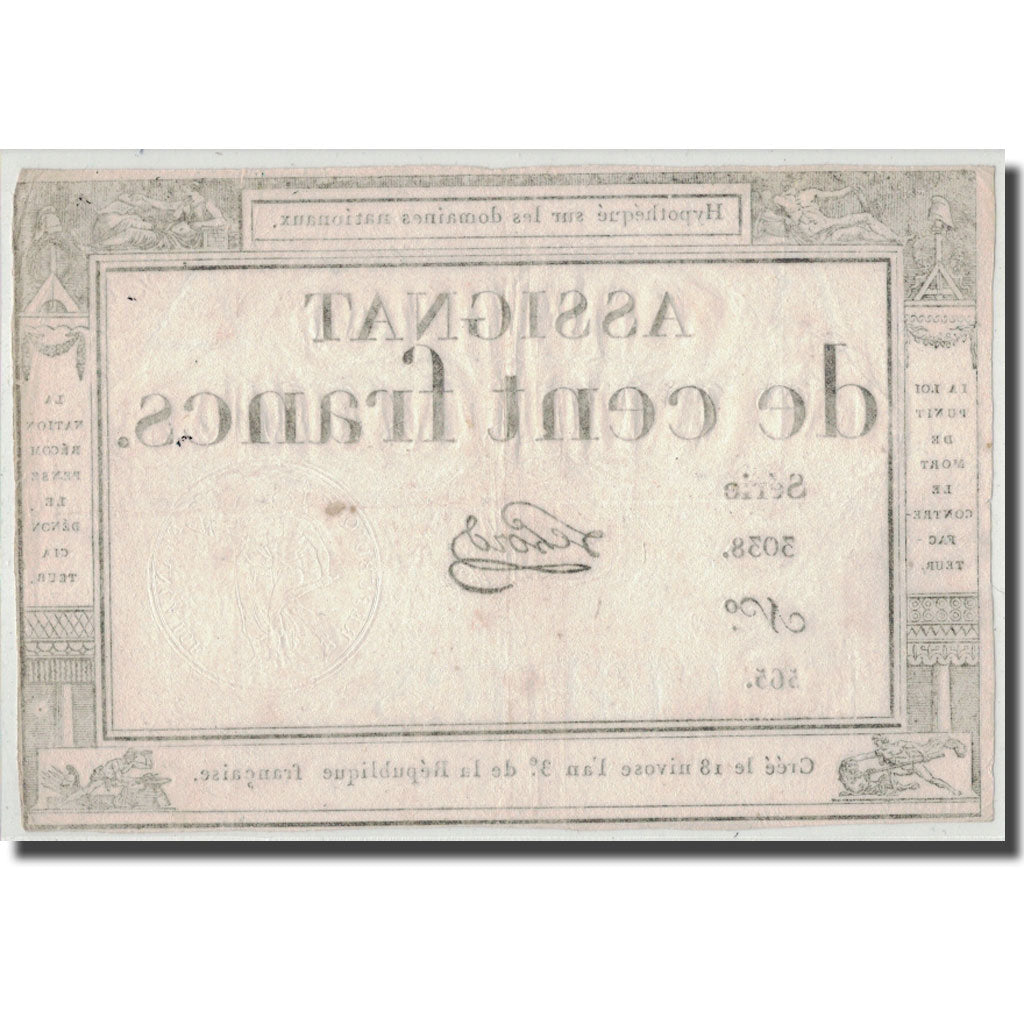 France, 100 Francs, 1795, Lehord, 7.1.1795, VF(30-35), KM:A78, Lafaurie:173