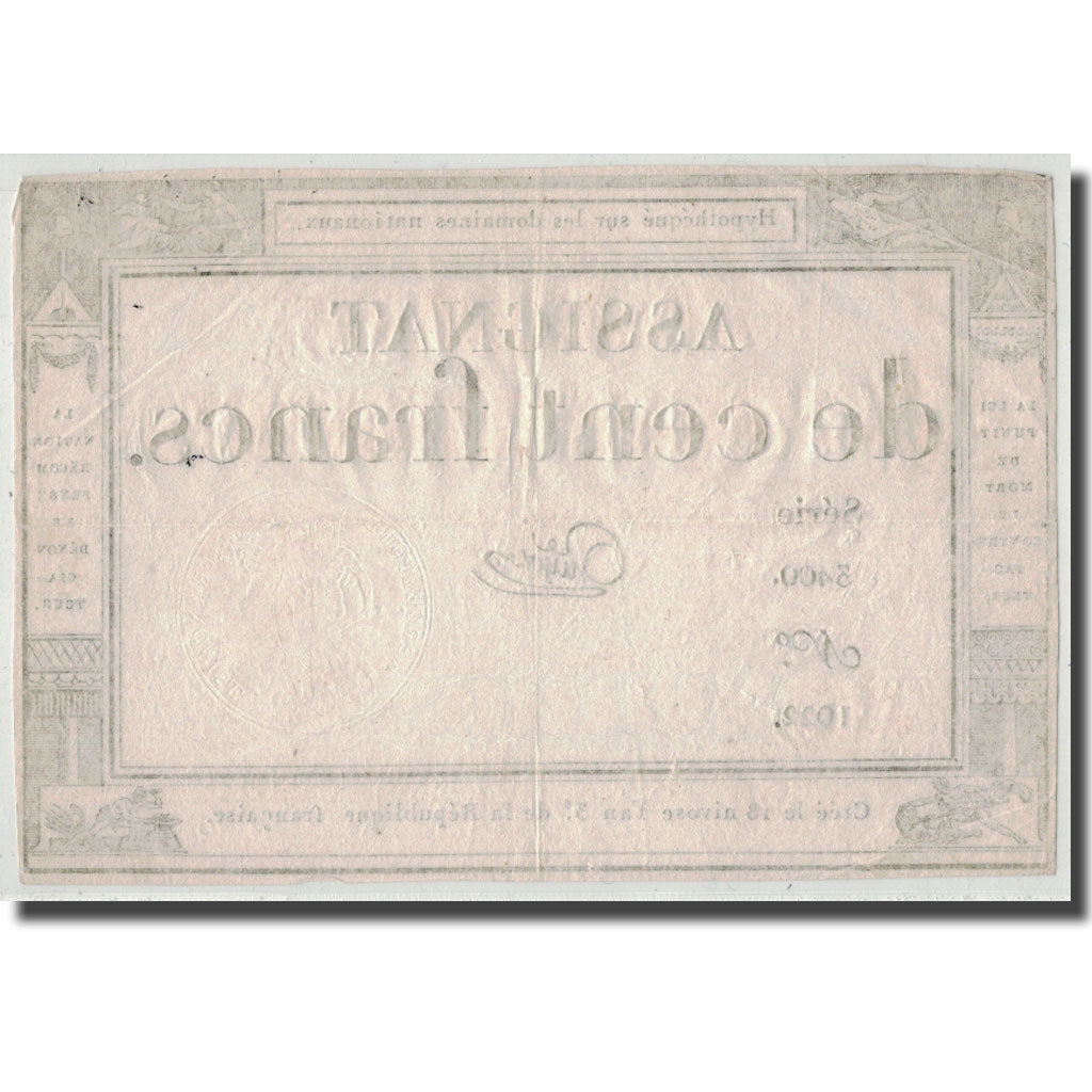 France, 100 Francs, 1795, Guyot, 7.1.1795, EF(40-45), KM:A78, Lafaurie:173