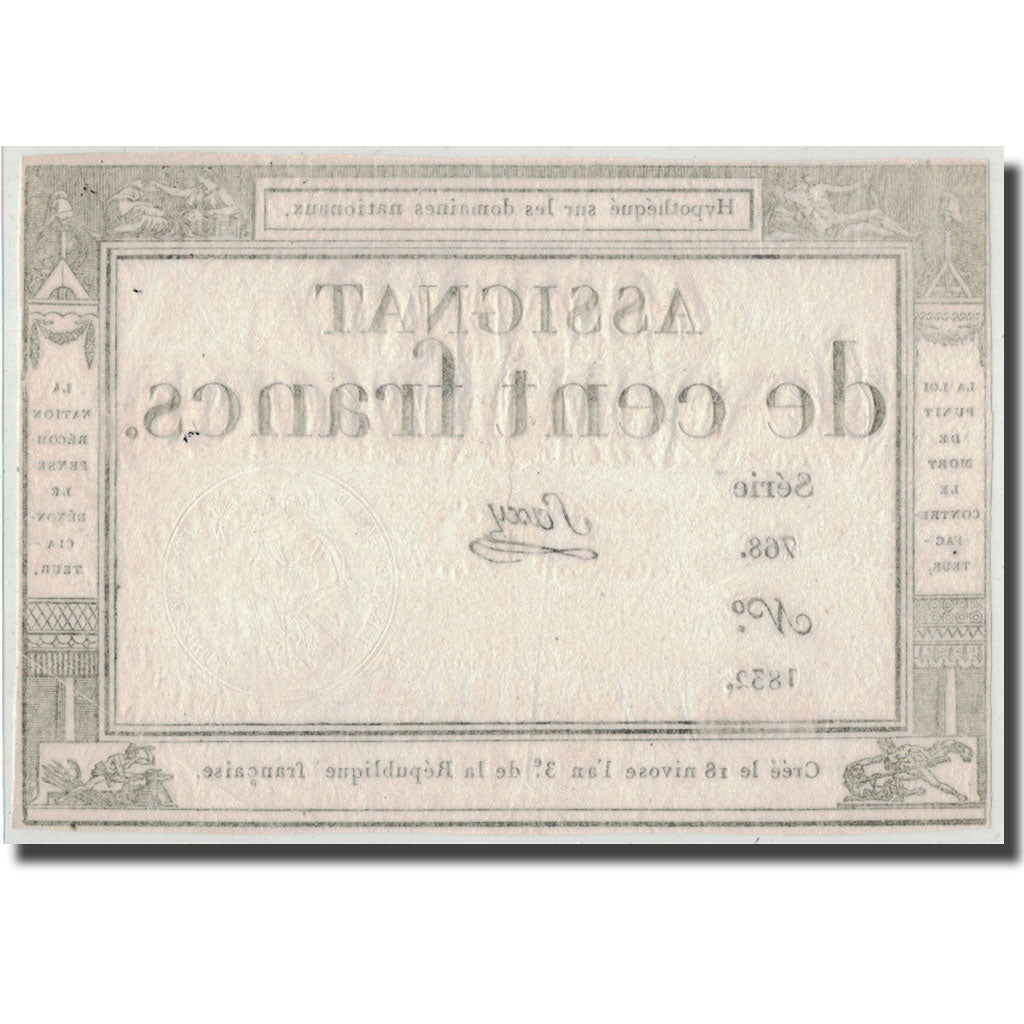 France, 100 Francs, 1795, Saxy, 7.1.1795, EF(40-45), KM:A78, Lafaurie:173