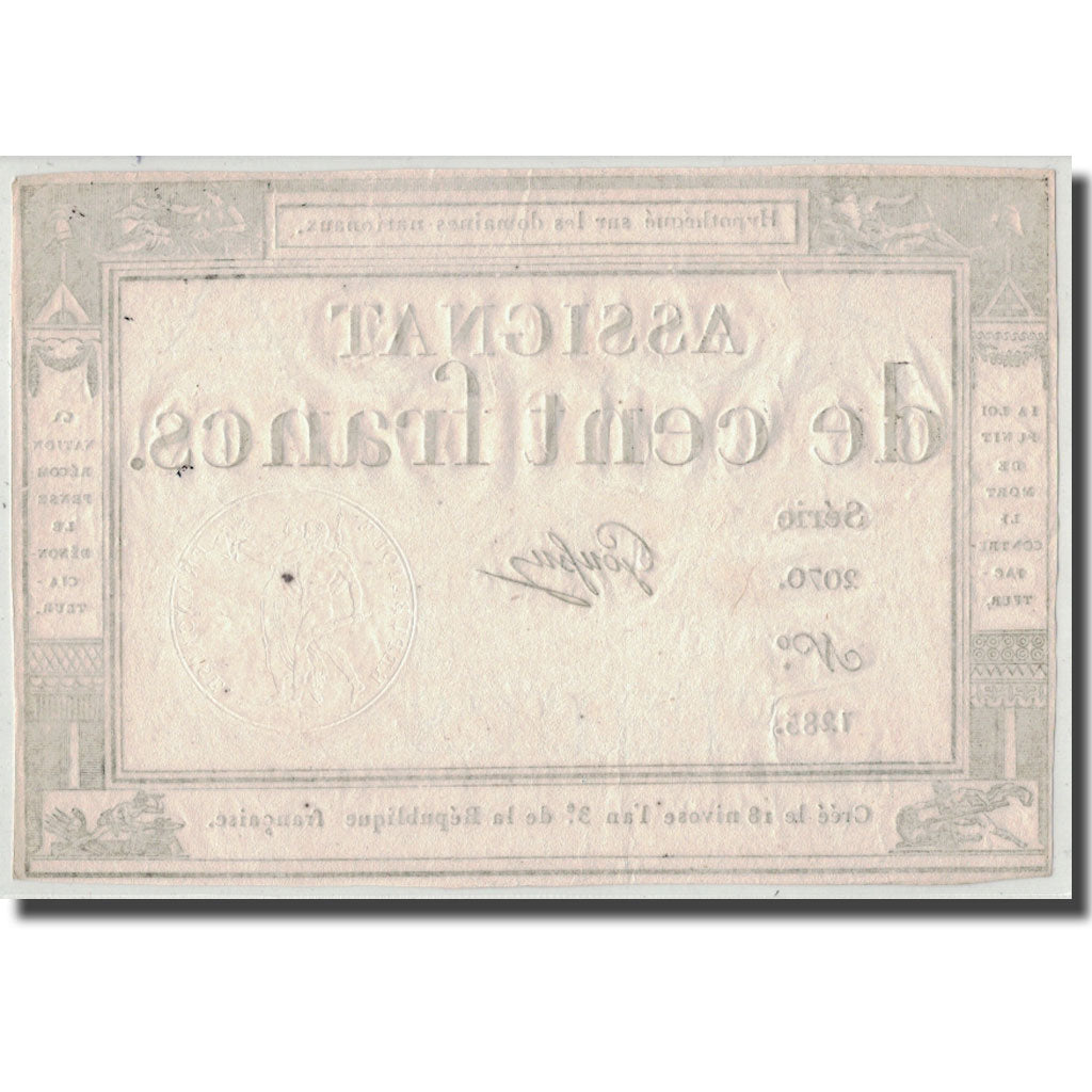 France, 100 Francs, 1795, Goussu, 7.1.1795, EF(40-45), KM:A78, Lafaurie:173