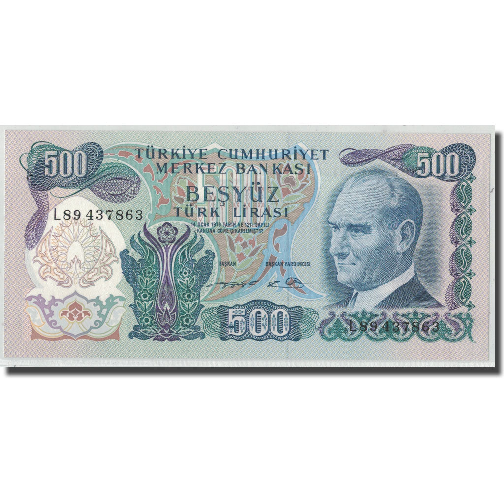 Billete, 500 Lira, L.1970, Turquía, 1970-01-14, KM:190, UNC